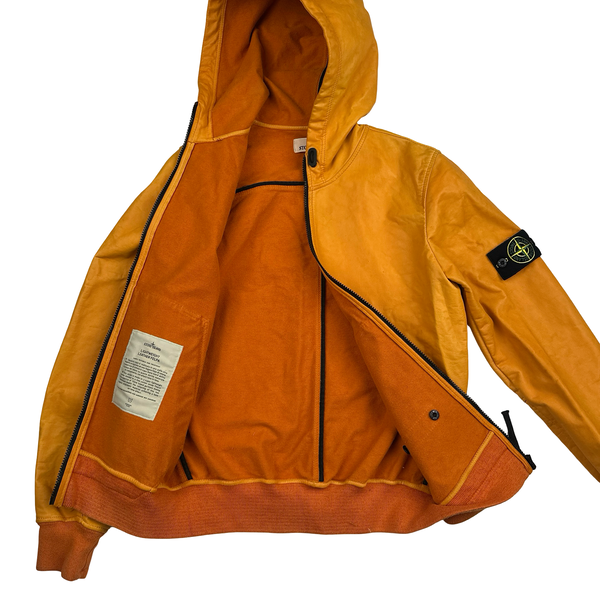 Stone Island 2014 Orange Lightweight Leather Felpa Jacket - Small