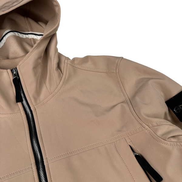 Stone Island 2021 Pale Pink Soft Shell E Dye Hooded Jacket - Small