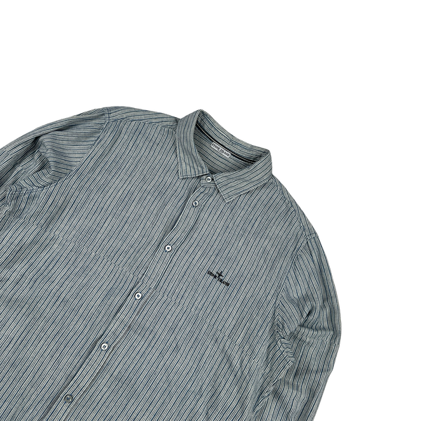 Stone Island 2011 Blue Striped Cotton Buttoned Shirt - XXL