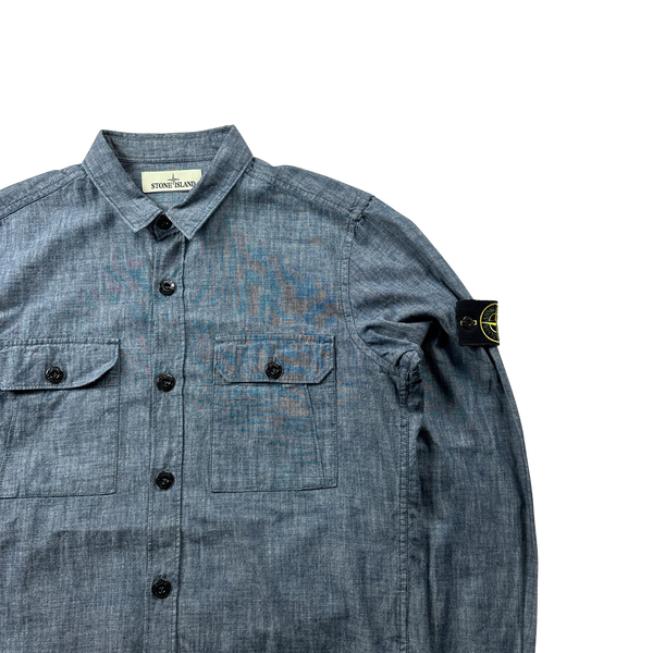 Stone Island 2016 Indigo Linen Buttoned Shirt - Large
