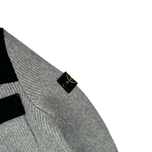 Stone Island 2011 Heavyweight Wool Grey Panelled Buttoned Knit - Large