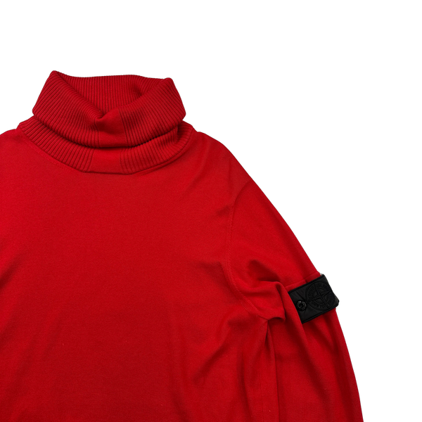 Stone Island Red Thick Roll Neck Knit - Large