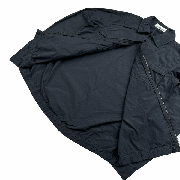 Stone Island Black Double Chest Pocket Nylon Overshirt - Small