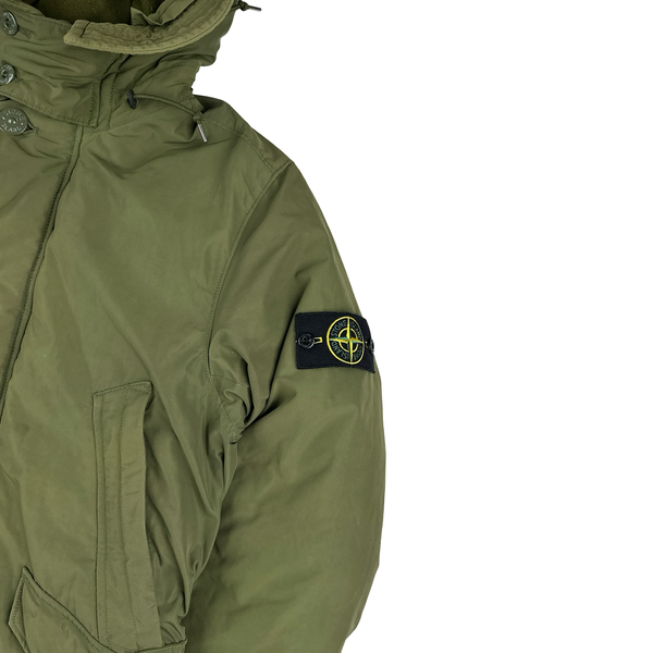 Stone Island 2014 Green Micro Reps Down Filled Fur Trim Parka - Medium