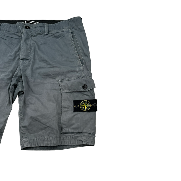 Stone Island SL Grey Cotton Cargo Shorts - 36"
