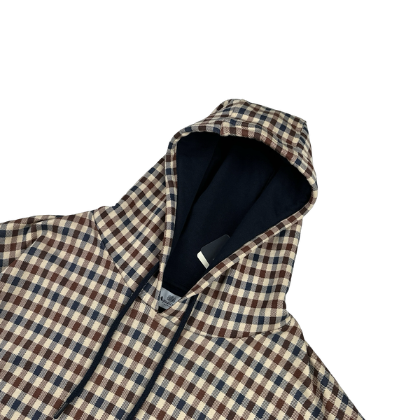Aquascutum Classic Checked Navy Lined Hooded Jacket - XL, 3XL