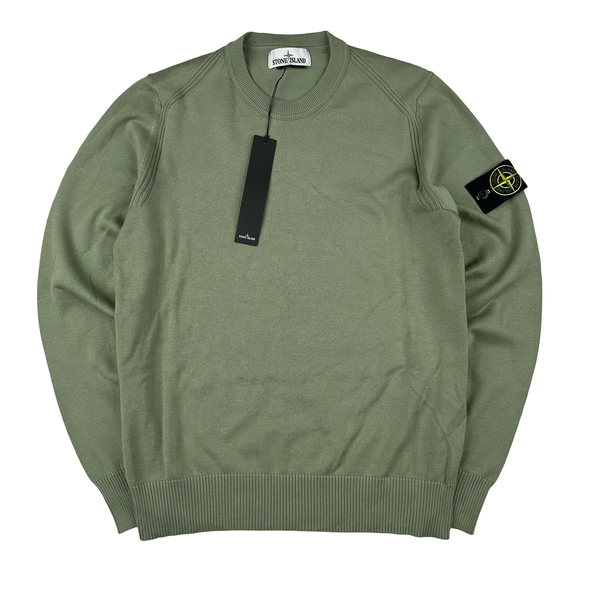 Stone Island Olive Green Lightweight Knitted Crewneck - Small
