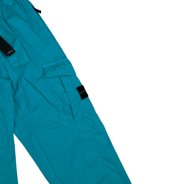 Stone Island 2023 Blue Regular Fit Stretch Cotton Tela Cargo Trousers - 33"