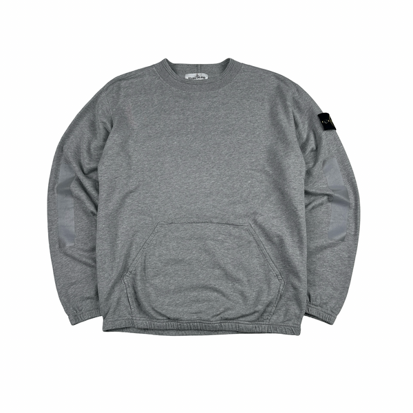 Stone Island 2018 Grey Cotton Reflective Strips Crewneck - Medium