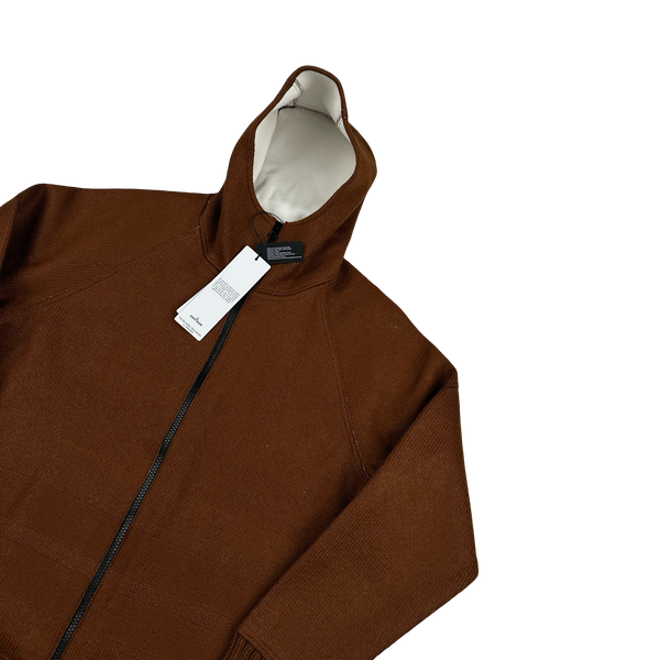 Stone Island 2025 Marina Brown Felted Wool Woven Knit Zipped Jacket - Large