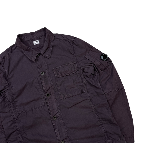 CP Company Burgundy Button Up Overshirt - Large
