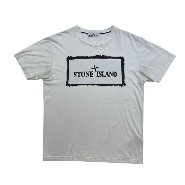 Stone Island 2021 White Spellout Cotton T Shirt -