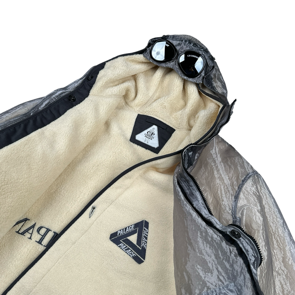CP Company X Palace Silver Kan D Shearling Lined Spellout Embroidered Pocketed Jacket - XL