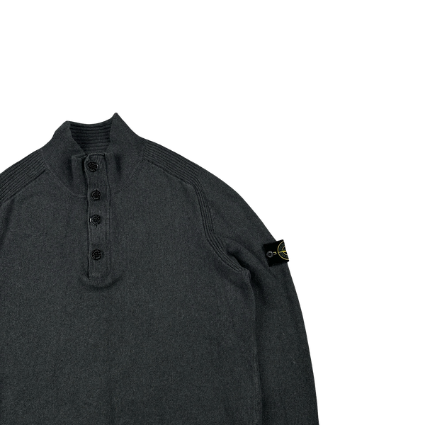 Stone Island 2012 Grey Cotton Knit Quarter Buttoned Jumper - 3XL
