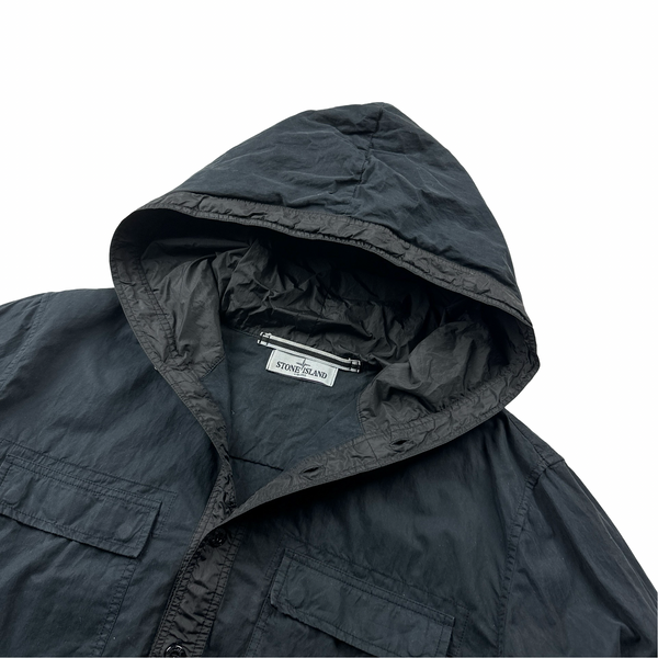 Stone Island Black Cotton Blend Multipocket Overshirt Jacket - Large
