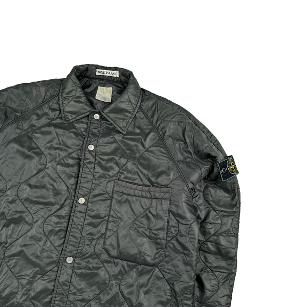 Stone Island 1999 Vintage Khaki Buttoned Quilted Jacket - Large