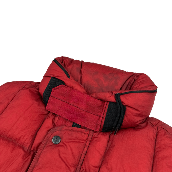 Stone Island 2009 Red Opaque Nylon Tela Down Gilet - Large