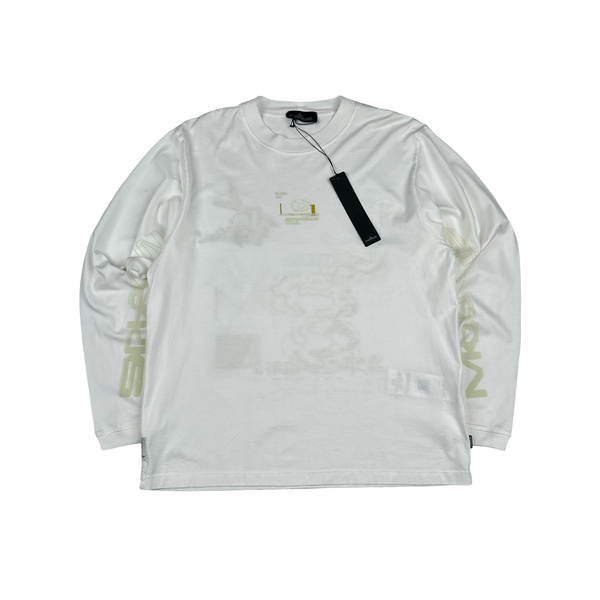 Stone Island 2022 Shadow Project Graphic Print White Long Sleeve T Shirt - Large