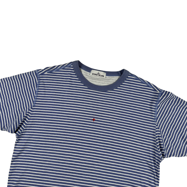 Stone Island 2019 Blue Striped Marina T Shirt - Large