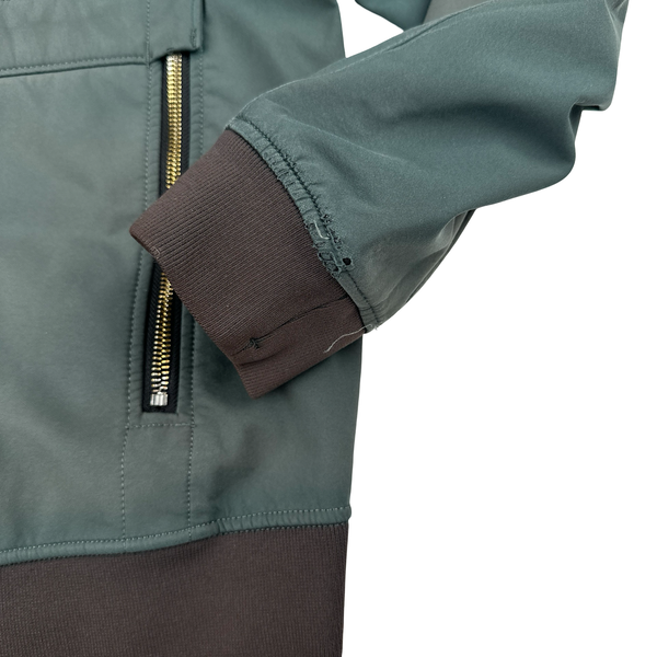 Stone Island 2019 Washed Green Fleece Lined Soft Shell - Large