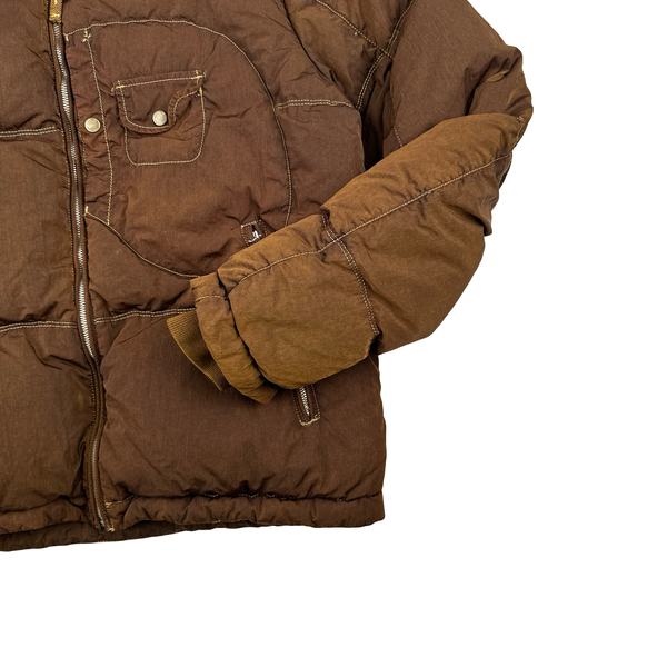 CP Company Brown Orange Toned Chrome Goggle Down Puffer Jacket - XXL