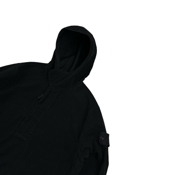 Stone Island 2021 Black Ghost Piece Flocked Pullover Hoodie - Medium