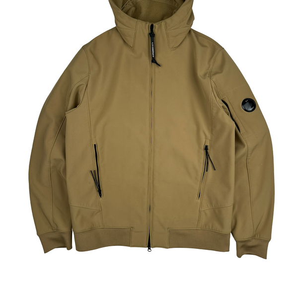 CP Company Beige Fleece Lined Soft Shell Lens Jacket - Large