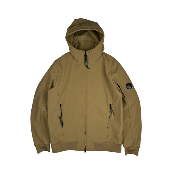 CP Company Beige Fleece Lined Soft Shell Lens Jacket - Large