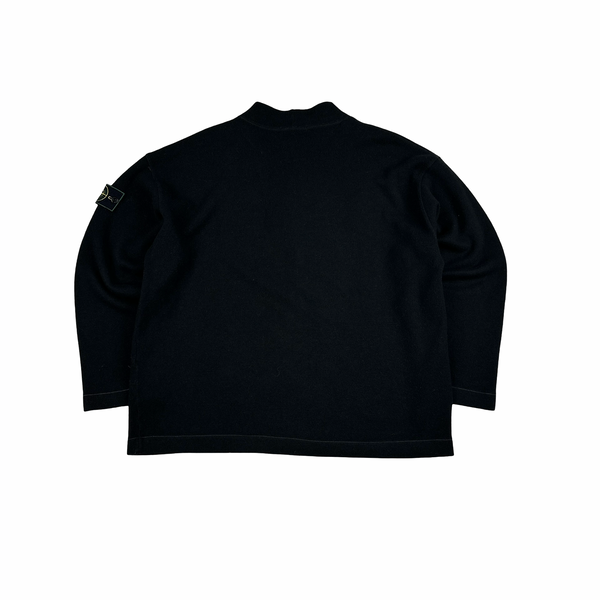 Stone Island Vintage 1994 Navy Wool Blend Crewneck Jumper - Large
