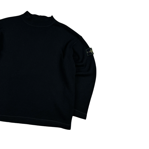 Stone Island Vintage 1994 Navy Wool Blend Crewneck Jumper - Large