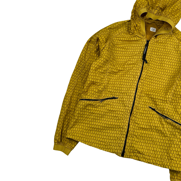 CP Company 3D Dark Yellow Air Net Zipped Hooded Jacket - Large