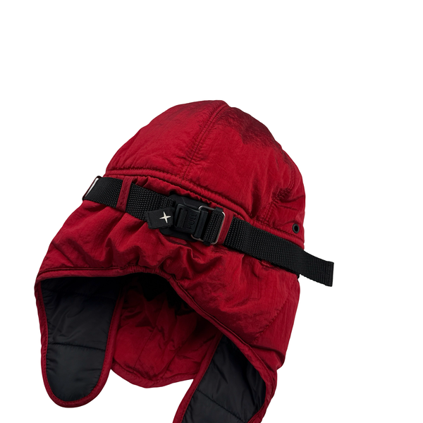 Stone Island 2022 Red Econyl Nylon Metal Face Cover Hat - Large
