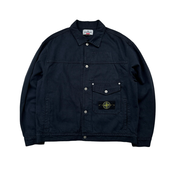 Stone Island x Supreme 2023 Navy Bull Denim TC Jacket - Large