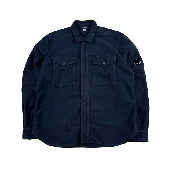 CP Company Mole Skin Cotton Navy Multi Pocket Zipped Overshirt - XL