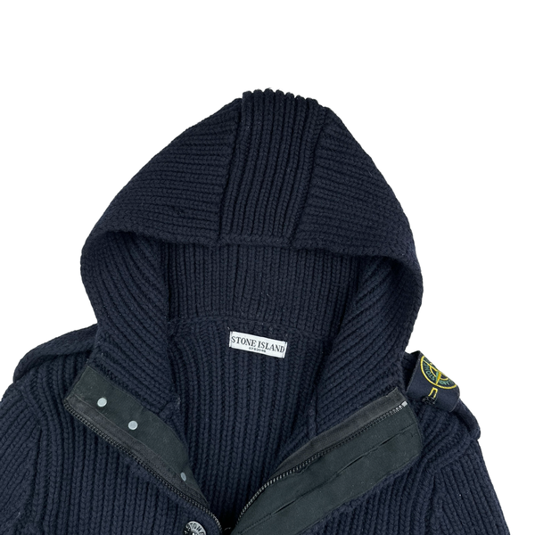 Stone Island Heavyweight Thick Hooded Quarter Zipped Knit - Medium