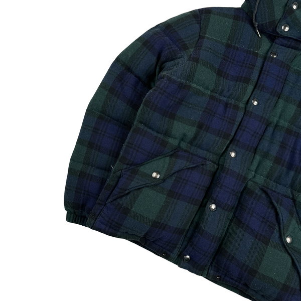 Ralph Lauren Green Nova Check Down Filled Hooded Puffer Jacket - Small