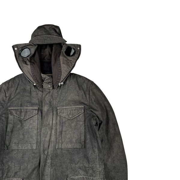 CP Company Vintage 2004 Lino Flax Diamond Quilted Explorer Goggle Jacket - Large