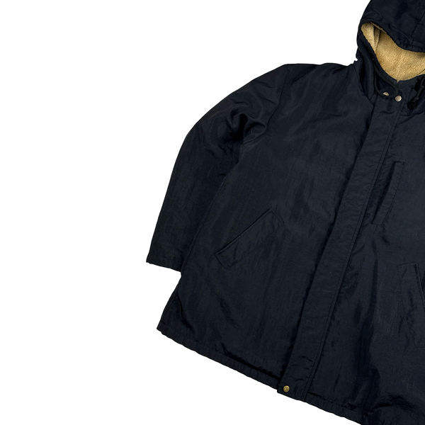CP Company 1995 Thick Nylon Vintage Fleece Lined Hooded Jacket - Large