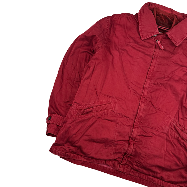 Stone Island Vintage 90s Red Raso Gommato Velour Dutch Rope