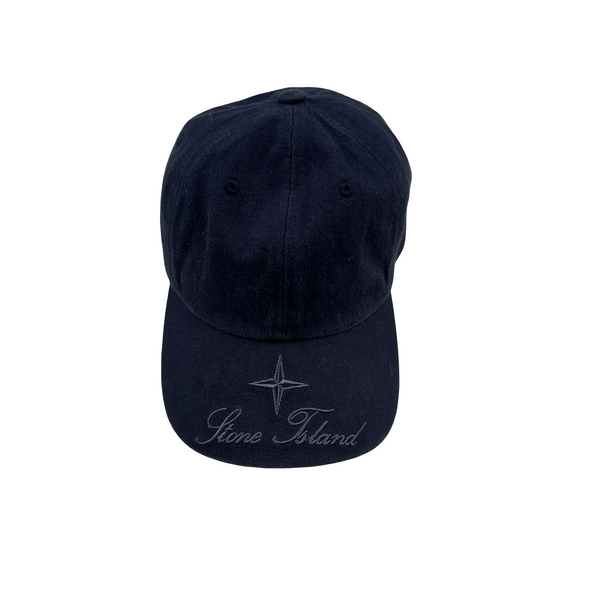Stone Island X Supreme 2023 Navy Cotton Spellout Cap