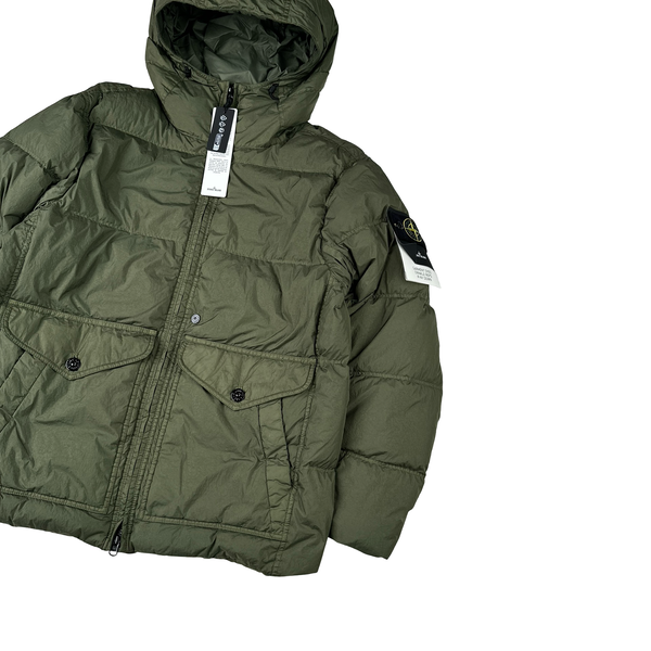 Stone Island 2024 Green Crinkle R-NY Down Puffer Jacket - Small