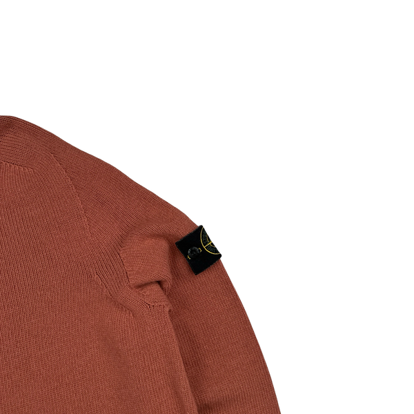 Stone Island 2020 Salmon Orange Lambs Wool Crewneck Knitted Jumper - Medium