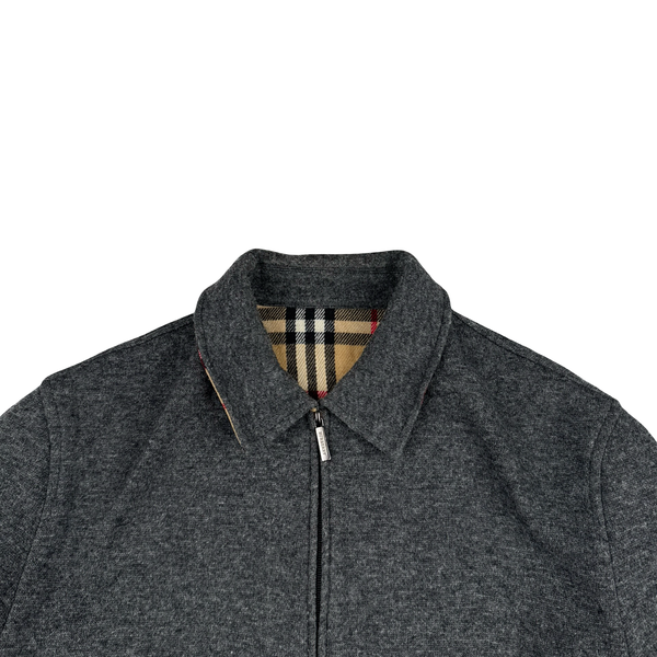 Burberry Grey Wool Nova Check Collar Lined Jacket - XL