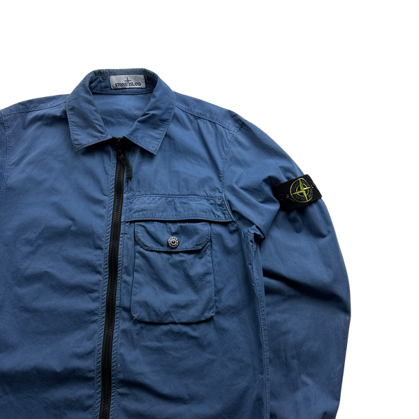 Stone Island 2020 Blue Cotton Zipped Overshirt - Small