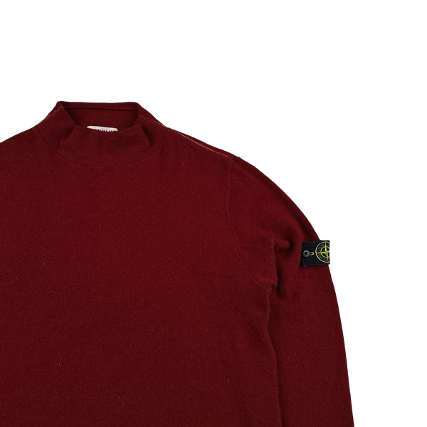 Stone Island 2002 Vintage Dark Red Ribbed Wool Pullover - XL