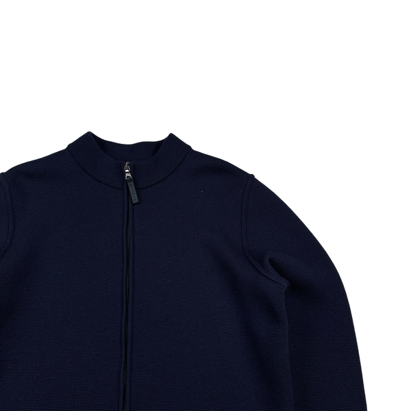 Prada Navy Heavyweight Wool Zipped Knit Jumper - XL