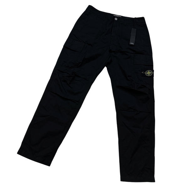 Stone Island 2023 Black Regular Fit Cargo Twill TC Trousers  - 32"