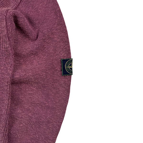 Stone Island 1986 Knitted Chenille Green Edge Patch Buttoned Pullover - Large