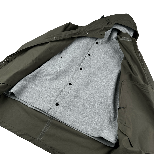Stone Island 2004 Green Duel Layer Cotton Parka Jacket - XL