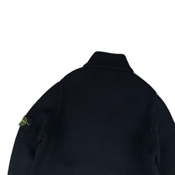 Stone Island AW/2001 Heavyweight Wool Knit Zip Up Jumper - Medium